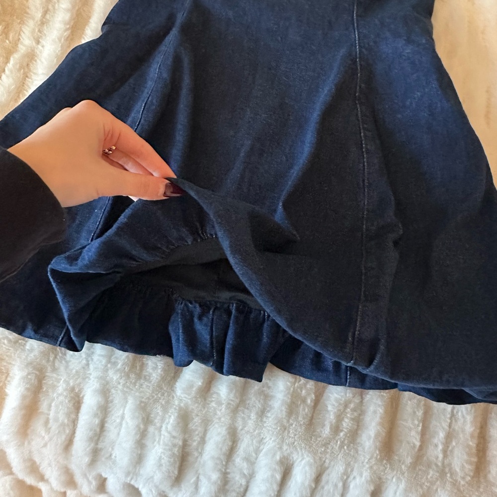 NWT Abercrombie Women’s Squareneck Bubble Hem Denim Mini Dress Size M - Picture 3 of 8